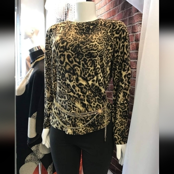 TRIBE Cotton Blend Leopard Print Top Size Large NWT - Picture 4 of 6
